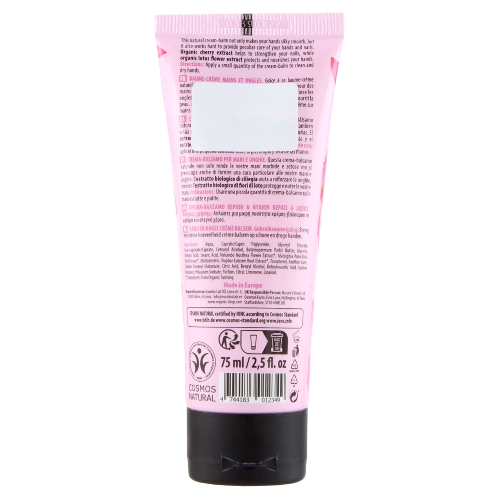 organic shop Hand & Nail Cream-Balm Cherry & Lotus 75 ml